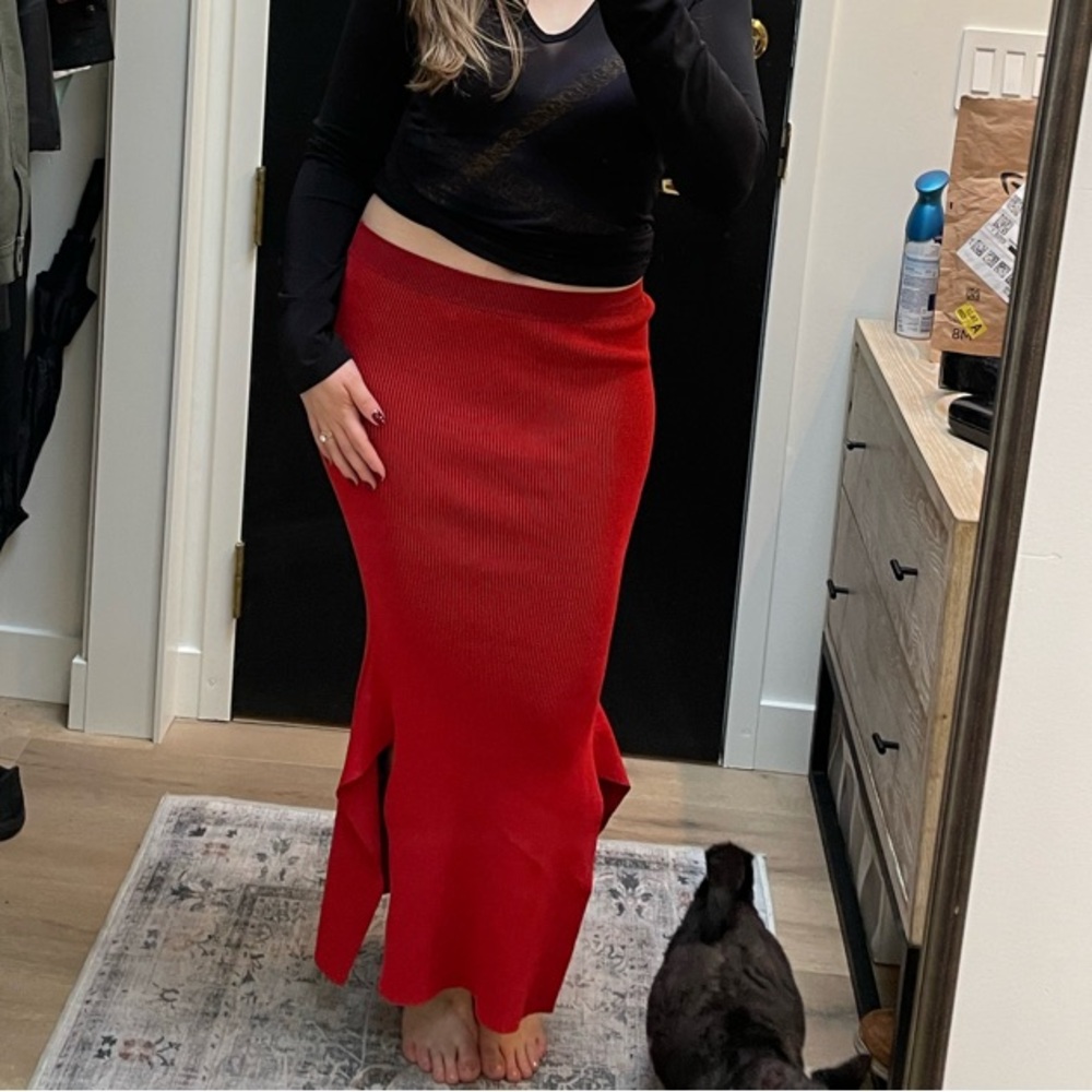 Stella McCartney Elegant Red Maxi Skirt